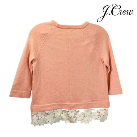 J. Crew Women's Lace Hem Knit Sweater Merino Wool Blend Pullover - Picture 2 of 6